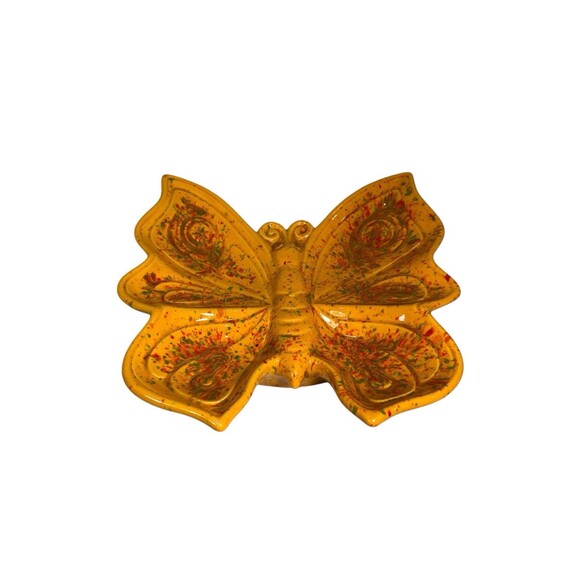 Vintage Butterfly Shape Tray Large Dish Hand Painted 1977 Retro MCM - Picture 8 of 10